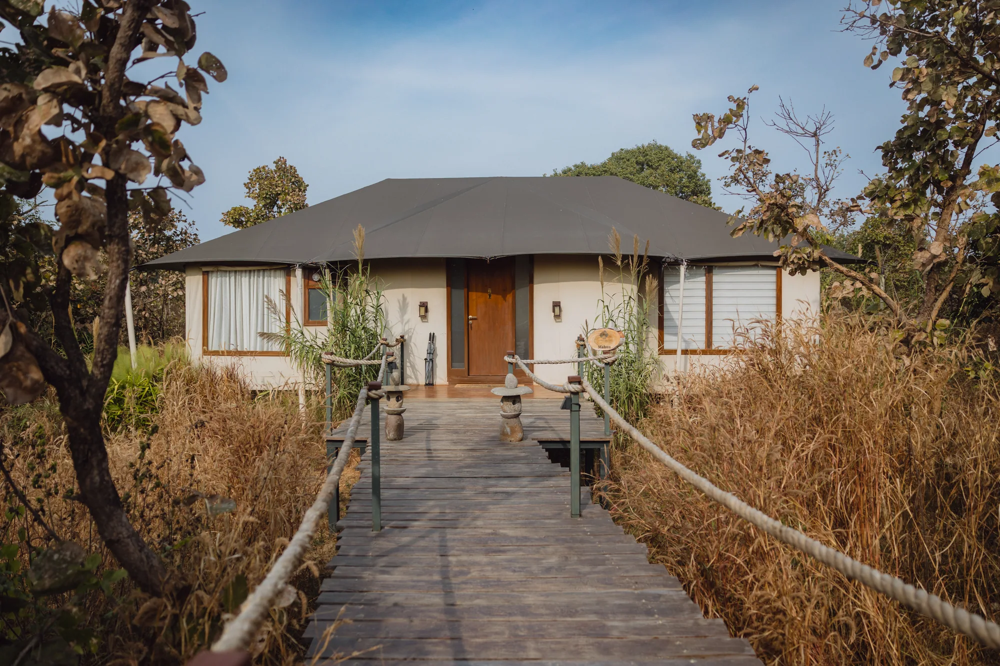 Founders Camp safari tent with a private wooden walkway